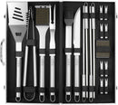 GRILLART BBQ Grill Utensil Tools Set Reinforced BBQ Tongs 19-Piece Stainless-Steel Barbecue Grilling Accessories w/Aluminum Storage Case -Complete Outdoor Grill Kit for Dad, Birthday Gift for Man Dad by GreenHaven Gardens