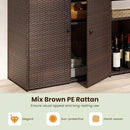 Tangkula Rattan Outdoor Storage Cabinet, Patiojoy Outdoor Cabinet with 4 Adjustable Shelves, 1 Drawer, 3 Doors, Patio Storage Deck Box Table for Patio Garden Poolside (Mix Brown) by GreenHaven Gardens