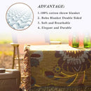 Snycler Boho Throw Blanket for Bed, 100% Organic Cotton Muslin Soft Throw-Yellow Boho Floral Farmhouse Rustic Spring Summer Fall Decor Blanket for Couch Sofa Quilt and Gift, 80" x 90" by CozyNest Decor