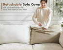Oversized Loveseat Sofa, Modern Modular Sectional Couch Beige Fluffy Chenille Mid Century 2-Seat 24.5" Deep Seat for Apartment, Living Room, Bedroom by CozyNest Decor