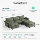 LINSY HOME Sectional Sleeper Sofa - 123'' Modular Cloud Couch Oversized Corduroy Sofa Bed with Movable Ottoman Soft Modern Comfy Couch for Living Room Apartment Office, Green by CozyNest Decor