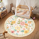 Floral 4ft Area Rug Machine Washable Soft Print Boho Carpet Non Slip Doormat Low Pile Flower Area Rugs for Living Room Bedroom Nursery Kitchen Dining Room Indoor-Beige/White/Orange by TinyTreasures Baby Boutique