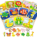 Benresive Wooden Toddler Puzzles, 12pcs Animal Montessori Toys for 1-3 Year Old Boys & Girls, Learning Educational Preschool Toys, Great Gifts for 1 2 3 Year Olds by TinyTreasures Baby Boutique