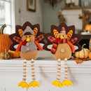 winemana Thanksgiving Decorations Set of 2 Turkeys with Dangling Legs, Mr and Mrs Turkey Couple Plush Tabletop Centerpieces for Fall Harvest Home Kitchen Shelf by CozyNest Decor