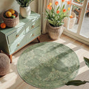 jinchan Round Rug 4ft Area Rugs Vintage Floral Distressed Design,Machine Washable Soft Non-Slip Low-Pile Ultra-Thin Circle Rug for Entryway Bedside Living Room Kitchen Nursery (4' Round,Dark Green) by TinyTreasures Baby Boutique