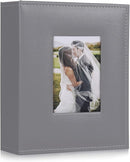RECUTMS Photo Albums 4x6 Photos 200 Pocket Black Pages Album PU Leather Slip In Photo Picture Small Album For Family Anniversary Wedding Memo Slot Children Holiday Album（Grey） by TinyTreasures Baby Boutique