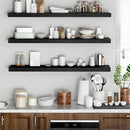 Floating Shelves - 10.3 Inch Deep Wall Shelf for Decor & Storage - Wall Mounted Display Shelving with Invisible Heavy-Duty Metal Bracket - 48" W x 10.3" D x 1.8" H - Set of 1 - Rustic Black by CozyNest Decor
