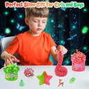 LAWOHO 6 Packs Red & Green Slime for Kids- Clear, Butter, Cloud Slime Making Kit with Glow in The Dark Add-ins & Charms, Slimes Kit for Boys & Girls Party Favors, Birthday Halloween Christmas Easter by TinyTreasures Baby Boutique