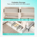 3PCS Under Bed Storage Bins with Metal Frame, Linen Fabric Frame Storage Box Clothes Organizer Bins, Underbed Container with Clear Window (Light Grey, 15.7 x 13 x 6IN)