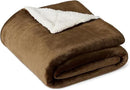 Amazon Basics Reversible Sherpa Throw Blanket, Brown, 50"x60" by CozyNest Decor