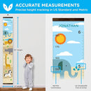 WISE OWL Personalized Growth Chart for Kids - Height Wall Chart for Boys with Peel & Stick Letters for Name - Hanging Canvas Wall Measurement Height Tracker for Baby Gift (Safari) by TinyTreasures Baby Boutique