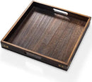 Yangbaga Serving Tray with Handles,12.5"*12.5"Wood Decorative Tray for Living Room,Modern Coffee Table Tray,Square Large Serving Platters for Home Decor,Ottoman,Bed,Kitchen,Bathroom, Breakfast,Bar by CozyNest Decor
