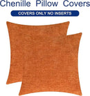 CaliTime Fall Throw Pillow Covers Decorative 24 X 24 Inches Pack of 2 Cozy Chenille Cushion Cases for Couch Sofa Bed Living Room Home Burnt Orange by CozyNest Decor