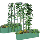 Galvanized Raised Garden Bed with 96" Tall Vertical Arch Trellis – Expandable Rust-Resistant Planter Box for Outdoor Plants, Flowers, Herbs & Vines – Includes Plant Clips, Drainage Netting,Green by GreenHaven Gardens