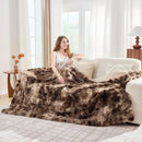 Lotus Karen Faux Fur Throw Blanket Tie-Dye Dark Coffee - Big Bubble Rabbit Fluff Blanket for Couch, Large Fluffy Fuzzy Cozy Blanket,Thick Furry Plush Shaggy Blankets,108x90 Inches by CozyNest Decor