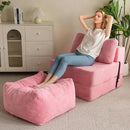 HIGOGOGO Square Stuffed Pouf Ottoman, Corduroy Poufs with Foam Chunk Filling, Furry and Fluffy Pouf Foot Stool Storage Ottoman, 21 X 21 Floor Poufs Foot Rest for Living Room, Pink by CozyNest Decor