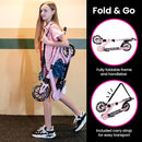 Aero Big Wheels Kick Scooter for Kids 6+, Teens & Adults | Light Up Wheels, Hand Brake, Rubber Deck Mat & Shock Absorption | Foldable & Height Adjustable by TinyTreasures Baby Boutique