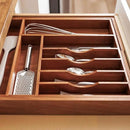 Premium Silverware, Flatware and Utensil Organizer for Kitchen Drawers, Food-Safe Contract Grade, Expandable from 16 to 28 In, Natural Acacia by CozyNest Decor