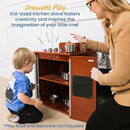 ECR4Kids Play Kitchen Stove, Wooden Playset, Dark Walnut by TinyTreasures Baby Boutique