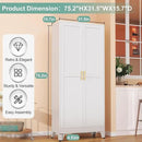 Metal Pantry Cabinet with 2 Doors and 5 Adjustable Shelves, 75" Kitchen Storage cabinets with Gold Handles, Versatile Storage for Laundry Room, Living Room, Bathroom, Dinning Room, Utility Room-White by CozyNest Decor