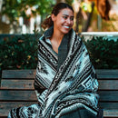 Off the Grid Inca Aztec Throw Blanket | Southwest Indian Navajo Boho Style | Native Woven Western Cover for Camping, Bedding, Couch (King, Cotopaxi Slate) by CozyNest Decor