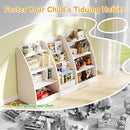 4 Tier Kids Bookshelf Set of 2, 4 Layer Sling Kids Book Shelf for Kids Rooms, XL Wood Children Bookcase,Baby Storage Book Rack,Toddler Bookshelf, Book and Toy Organizer,Book Display Shelf for Nursery by TinyTreasures Baby Boutique