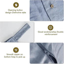 Linen Hanging Laundry Bag, 100% Linen Over The Door Laundry Hamper with Buttons and Zipper, Space Saving Door Hampers for Laundry Dirty Clothes Home Travel, Blue by CozyNest Decor