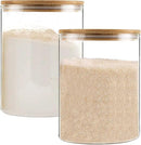 YUNCANG Glass Storage Jars,2 PACK -108oz/3200ml Clear Glass Food Storage Containers with Airtight Bamboo Lid Stackable Kitchen Canisters for Candy,Cookie,Rice,Sugar,Flour,Pasta,Nuts and Spice Jars by CozyNest Decor