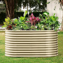 Land Guard 8x4x3ft Oval Galvanized Raised Garden Beds, Large-Capacity Metal Planter Box Outdoor, Durable Deep Raised Garden Bed 3ft Tall, Raised Beds for Gardening Vegetables, Cream Yellow