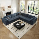 118" Cloud Couch Oversized Modular Sectional Sofa for Living Room,Modern Sofa with Deep Seat，V Shaped Boneless Couch,Comfy Upholstered Corduroy Couches for Apartment, Studio, Office,Bedroom，Blue by CozyNest Decor
