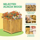IDZO Acacia Wood Flower Planter Box for Outdoor Plants, 1pc Wooden Raised Garden Bed with Handles, Drainage Holes, Ideal for Garden and Home Décor, Golden Teak by GreenHaven Gardens