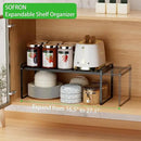 Expandable Cabinet Storage Shelf Stackable Organizer Rack for Kitchen Bathroom Pantry Spice Cupboard Coffee Countertop Home Office Desk Heavy Duty Nonslip Black Large 3 Packs by CozyNest Decor