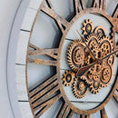 The Gears Clock 36'' Inch Real Moving Gear Wall Clock Vintage Industrial Oversized Rustic Farmhouse (White Farmhouse) by CozyNest Decor