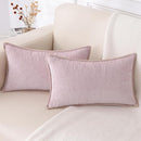 decorUhome Chenille Soft Throw Pillow Covers 12x20 Set of 2, Lumbar Velvet Farmhouse Neutral Decorative Euro Pillow Covers with Stitched Edge for Couch Sofa Bed Home Decor, Blush Pink by CozyNest Decor