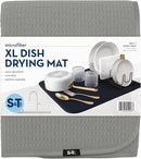 S&T INC. Dish Drying Mat XL, 18” x 24”, Absorbent Microfiber Kitchen Counter Mat, Dish Drying Pad for Dishes, Utensils, Pots and Pans, Extra Large, Grey by CozyNest Decor