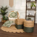 REDEARTH · Cylindrical Pouf Foot Stool Ottoman - Jute Braided Pouffe Poof Accent Sitting Footrest for The Living Room, Bedroom, Nursery, Patio, Lounge - Set of 2 (14.5”x14.5”x16”; Natural Olive) by CozyNest Decor