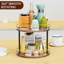 12.4" Lazy Susan Organizer 2 Tier - Rotating Spice Rack, Wooden Spinning Spice Holder for Inside Cabinet, Pantry, Kitchen, Countertop, Bathroom and Vanity, Versatile Storage by CozyNest Decor