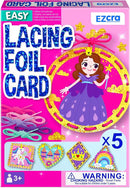 EZCRA Premium Foil Edge Lacing Cards for Kids Ages 3-6 | 5 Double-Sided Princess and Unicorn Sewing Cards with Multilingual Learning | Durable Cardboard Fine Motor Skills Activity Kit by TinyTreasures Baby Boutique