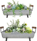 Galvanized Metal Trough Succulent Planter Farmhouse Metal Tray Rustic Tabletop Centerpiece Décor Set of 2 by GreenHaven Gardens