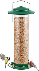 iBorn Metal Bird Feeder for Outside Hanging,Wild Bird Feeders for Cardinal,18cm Large Roof&Green,42CM Long,4.5lb High-Capacity(Seed is not Included) by CozyNest Decor
