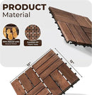 Pack of 10 Deck Tiles - 12"x12" Interlocking Natural Solid Acacia Wood for Outdoor & Indoor, Patio Garden, Balcony, Poolside - Dark Brown Color by GreenHaven Gardens
