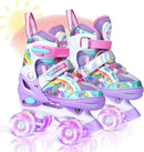 4-Pejiijar Rainbow Unicorn Kids Roller Skates for Girls Toddler Ages 2-4 5-8 8-12,Adjustable Roller Shoes with Luminous Wheels for Birthday Xmas Gifts by TinyTreasures Baby Boutique