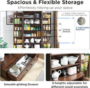 72‘’ Farmhouse Kitchen Pantry Cabinet with Drawer, Tall Storage Cabinet with 2 Barn Doors and Shelves, Versatile Large Rustic for Dining Room, Bathroom, Living Room, Laudry, Brown by CozyNest Decor