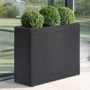 LEWIS&WAYNE Large Rectangular Block Planter Box Handmade Wicker Tall Planters for Outdoor Plants with Removable Liners Modern Planter for Indoor Outdoor Patio Deck - Black, 32''x11''x24'' by GreenHaven Gardens