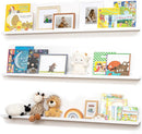 Picture Ledge Shelf for Wall, 56 inches Solid Pine Wood Nursery Book Shelves 3 Packs, Floating Ledge Shelves for Kids' Room Bedroom Bathroom Long Floating Shelves for Wall Nursey Wall Decor, White by TinyTreasures Baby Boutique