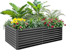 Raised Garden Bed 6x3x2ft, Galvanized Raised Garden Beds Outdoor for Vegetables Flowers Herbs, Steel Large Deep Planter Box, Tall Raised Garden Bed with 3ftx30ft Weed Barrier Fabric and Glove, Black by GreenHaven Gardens
