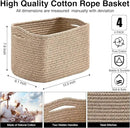 Small Storage Baskets for Shelves Organizing, Woven Cotton Rope Baskets for Storage, Book Basket, Decorative Shelf Basket, 12.5"Lx9.1''Wx7.9''H (4 Packs) Brown by CozyNest Decor