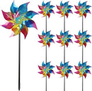 Hausse 10 Pack Reflective Pinwheels Wind Spinner, Extra Sparkly Rainbow Pinwheel with Stakes, Bird Repellent Blinder Devices Deterrent to Scare Birds Away from Yard Patio Farm Garden, Colorful by CozyNest Decor