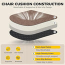 downluxe Indoor Chair Cushions for Dining Chairs, Soft and Comfortable Textured Foam Kitchen Chair Pads with Ties and Non-Slip Backing, 16" x 16" x 2", Brown, 4 Pack by CozyNest Decor
