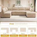 HOOOWOOO Modular Sectional Sofa,6 Pieces Sectional Couches for Living Room,98X98 L Shaped Cloud Couch with Ottoman Chaise Set(Beige Velvet Corduroy) by CozyNest Decor